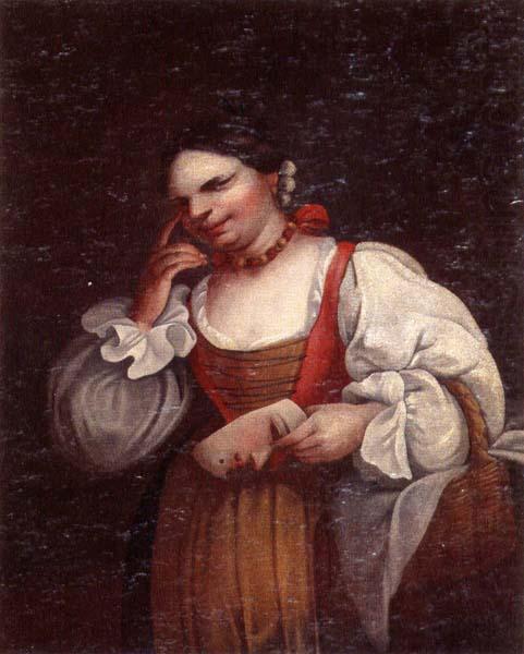 A Woman holding a mask, unknow artist